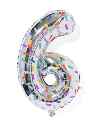 HEMA Folieballon cijfer 6 confetti XL