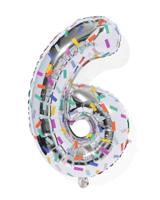 HEMA Folieballon cijfer 6 confetti XL - thumbnail
