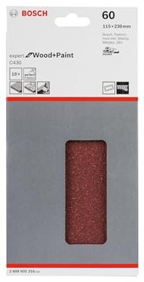 Bosch Accessories Expert for Wood 2608605316 Oscillerend schuurpapier Met klittenband, Geperforeerd Korrelgrootte (num) 60 (l x b) 230 mm x 115 mm 10 stuk(s)