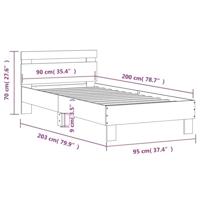 Bedframe met hoofdbord en LED sonoma eikenkleurig 90x200 cm - thumbnail