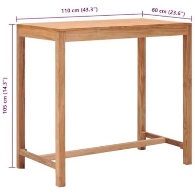 vidaXL Tuinbartafel 110x60x105 cm massief teakhout