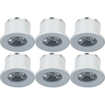 LED Veranda Spot Verlichting 6 Pack - Velvalux - 1W - Warm Wit 3000K - Inbouw - Dimbaar - Rond - Mat Wit - Aluminium - Ø31mm