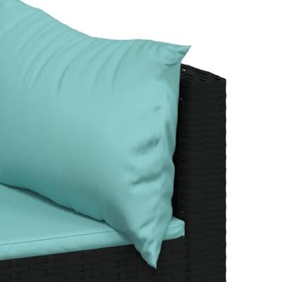 Tuinhoekbanken met kussens 2 st poly rattan zwart