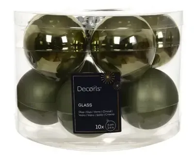 Kerstbal glas d6 cm rosemarijn 10st Decoris - Decoris
