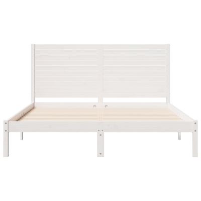 Bedframe extra lang zonder matras massief hout wit 160x220 cm