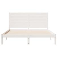 Bedframe extra lang zonder matras massief hout wit 160x220 cm - thumbnail