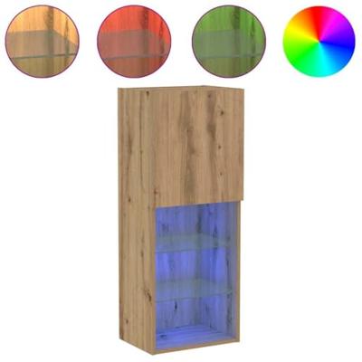 TV-kast artisanaal eikenkleurig 40.5 x 30 x 102 cm Bewerkt hout