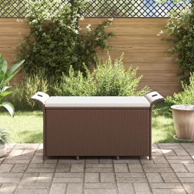Tuinbank met kussen 116x46x57 cm poly rattan bruin