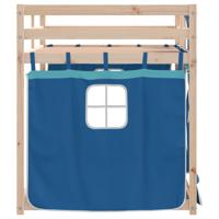 Stapelbed met gordijnen 90x200 cm massief grenenhout blauw - thumbnail