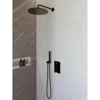 Wiesbaden Caral Inbouwthermostaat compleet met Hoofddouche (30cm) en Staafhanddouche - Mat Zwart - thumbnail
