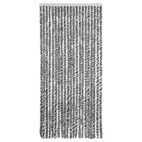Vliegengordijn 90x200 cm chenille grijs en zwart-wit - thumbnail