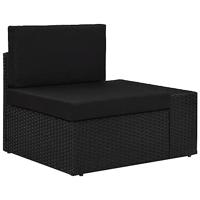 Hoekbank met linkerarmleuning sectioneel poly rattan zwart - thumbnail