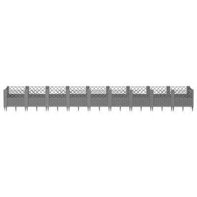 VidaXL Plantenbak met pinnen 363,5x43,5x43,5 cm polypropeen lichtgrijs VidaXL Plantenbak met pinnen 363,5x43,5x43,5 cm polypropeen lichtgrijs