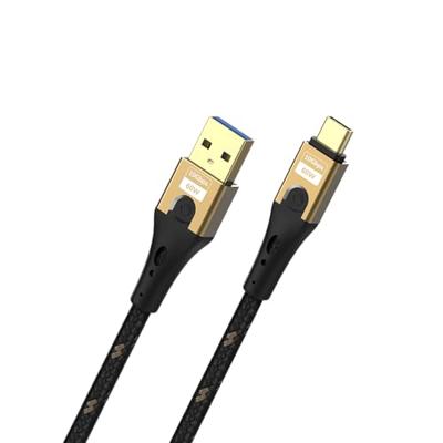 Oehlbach D1C9551 USB-kabel USB-A stekker, USB-C stekker 1 m Zwart/goud Afscherming gevlochten