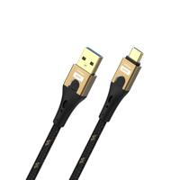 Oehlbach D1C9551 USB-kabel USB-A stekker, USB-C stekker 1 m Zwart/goud Afscherming gevlochten - thumbnail