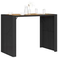 Tuinbartafel acaciahouten blad 145x80x110 cm poly rattan zwart - thumbnail