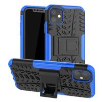 Voor iPhone 11 Tire textuur TPU + PC schokbestendig geval met houder (blauw) - thumbnail
