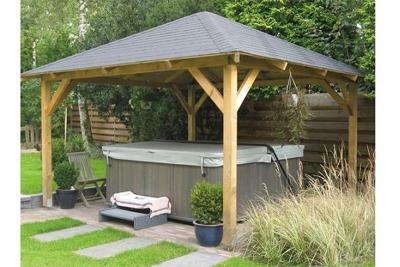 Tuindeco Tourist prieel 340x340 cm vuren groen geïmpregneerd- Puntdak- Geïmpregneerd vurenhout- Tuindeco