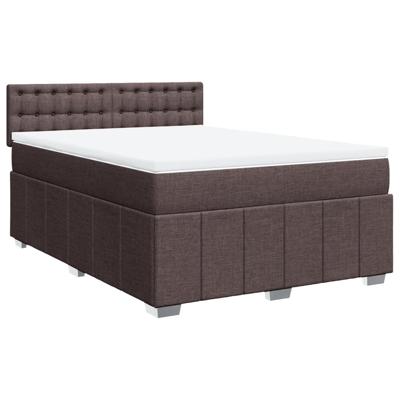 Boxspring met matras stof donkerbruin 200x200 cm - thumbnail
