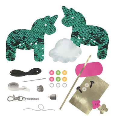 Lena sleutelhangerset Unicorn meisjes kunstleer roze 8 delig Lena sleutelhangerset Unicorn meisjes kunstleer roze 8 delig