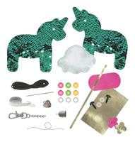 Lena sleutelhangerset Unicorn meisjes kunstleer roze 8 delig - thumbnail