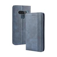 Magnetische Buckle retro Crazy Horse textuur horizontale Flip lederen case voor LG G8S ThinQ met houder & kaartsleuven & fotolijstjes (blauw) - thumbnail