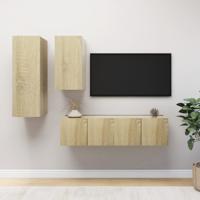 4-delige Tv-meubelset bewerkt hout sonoma eikenkleurig - thumbnail