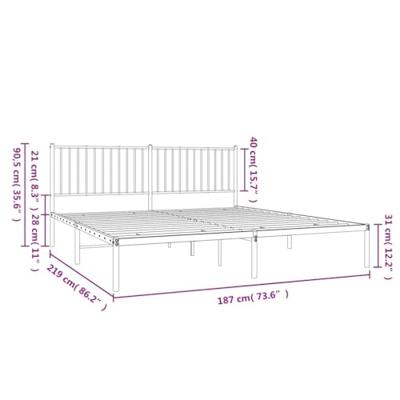 Bedframe met hoofdbord metaal zwart 183x213 cm Bedframe met hoofdbord metaal zwart 183x213 cm