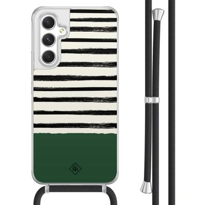 Samsung Galaxy A54 hoesje met koord - Green stripes Samsung Galaxy A54 hoesje met koord - Green stripes