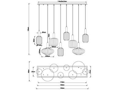 Globo HanglampNormy 8-lichts multicolor - 15469-8H