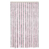 VidaXL Vliegengordijn 118x220 cm chenille zilvergrijs en roze - thumbnail