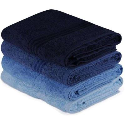 Set van 4 badhanddoeken - 70 x 140 cm - Blauw