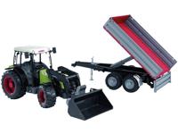 Bruder Claas Nectis 267 F met voorlader en trailer - thumbnail