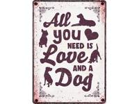 PLENTY GIFTS WAAKBORD BLIK ALL YOU NEED IS LOVE AND A DOG - thumbnail