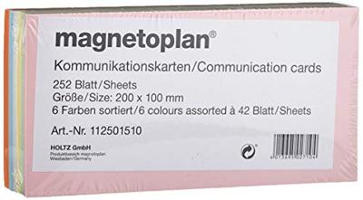 magnetoplan 112501510 Presentatiekaart Roze, Groen, Geel, Wit, Blauw, Oranje Rechthoekig 200 mm x 100 mm 250 stuk(s)