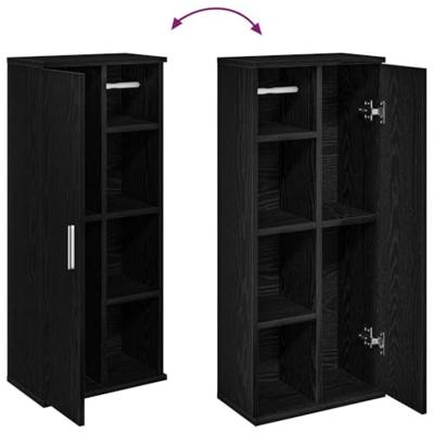 Badkamerkast met rolhouder 39x22x90 cm zwart Badkamerkast met rolhouder 39x22x90 cm zwart