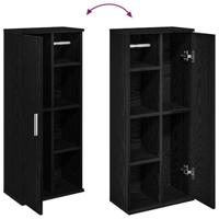 Badkamerkast met rolhouder 39x22x90 cm zwart - thumbnail