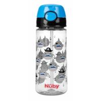 Nuby Beker zacht rietje drukknop blauw 540ml 4+ jaar 1 Stuks - thumbnail