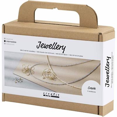 Creativ Company Mini hobbyset sieraden, halsketting met hanger met metaaldraad, verguld, 1 doos