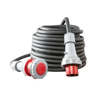 50 meter krachtstroom verlengkabel 63A 5-polig 5 x 10mm² 400V zwart IP67