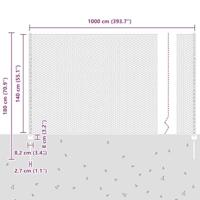 VidaXL Hek met paal zilver 1,4 x 10 m staal - thumbnail