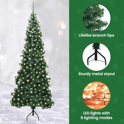 VidaXL Hoek kunstkerstboom met 300 led groen 180 cm pvc en metaal