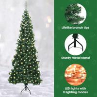 VidaXL Hoek kunstkerstboom met 300 led groen 180 cm pvc en metaal - thumbnail