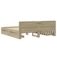 Bedframe met hoofdeinde bewerkt hout sonoma eiken 200x200 cm - thumbnail