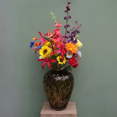 Zijden Kunstboeket Fel Bont Gekleurd