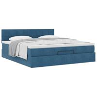 Ottoman bed met matras 160x200cm fluweel donkerblauw - thumbnail
