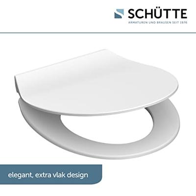 Toiletzitting Schutte Slim White Duroplast Ultra Dun Met Soft Close En Quick Release Gelakt Wit Schütte - thumbnail