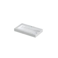 INK Pitch Wastafel Keramische Slab Bak met Drain en Front en Side Skirts 1 Kraangat - 800x450x90 mm - Statuario Glans - thumbnail