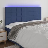 Hoofdbord LED 200x5x118/128 cm stof blauw - thumbnail