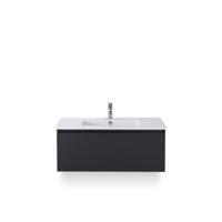Frozen Badmeubelset 100 cm - Greeplijst in kleur - Zwart Mat - Keramische Wastafel Wit 1 kraangat - thumbnail